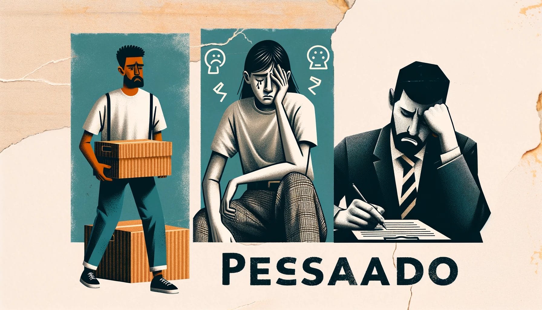 概要： 重い - スーツ姿の男性と箱の中の男性。