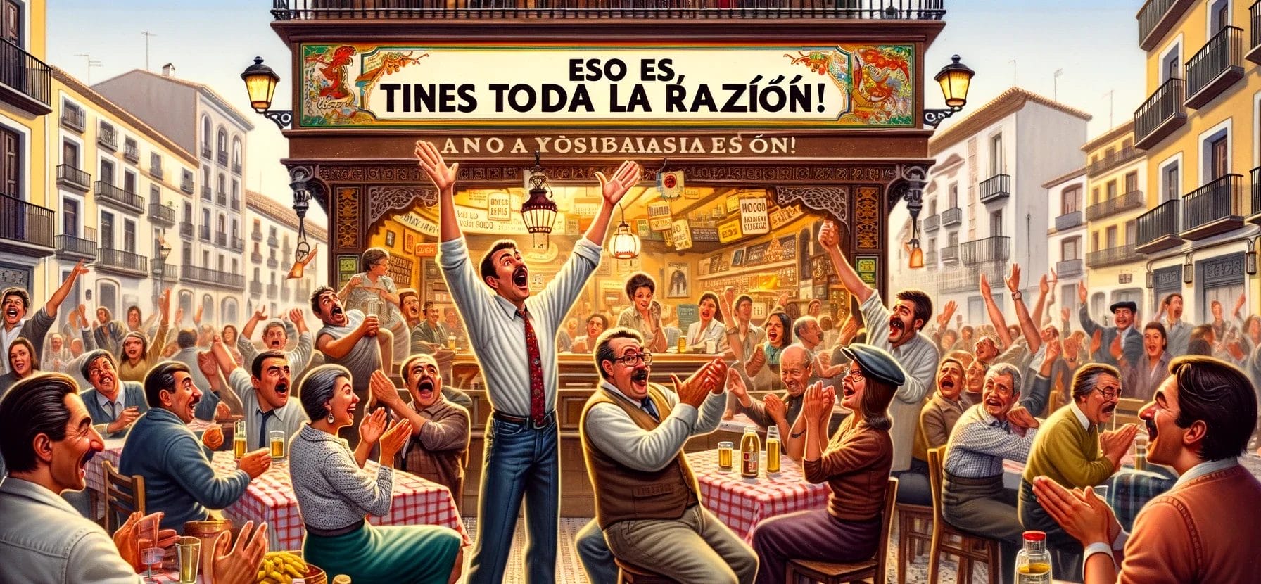 スペイン人がレストランに座って何気なく会話しています。