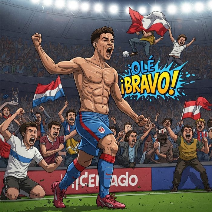 フラメンコやサッカーで「Olé!」と叫ぶシーンのイラスト