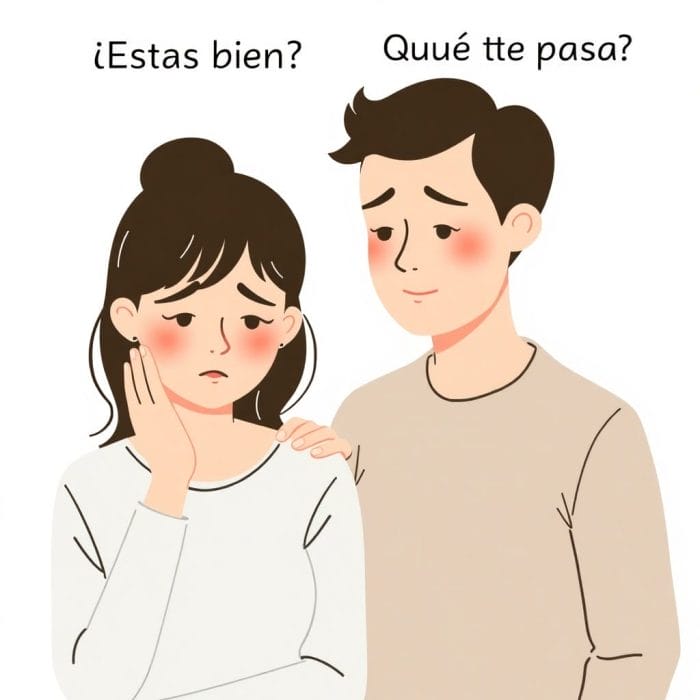 友人の体調を気遣うイラスト