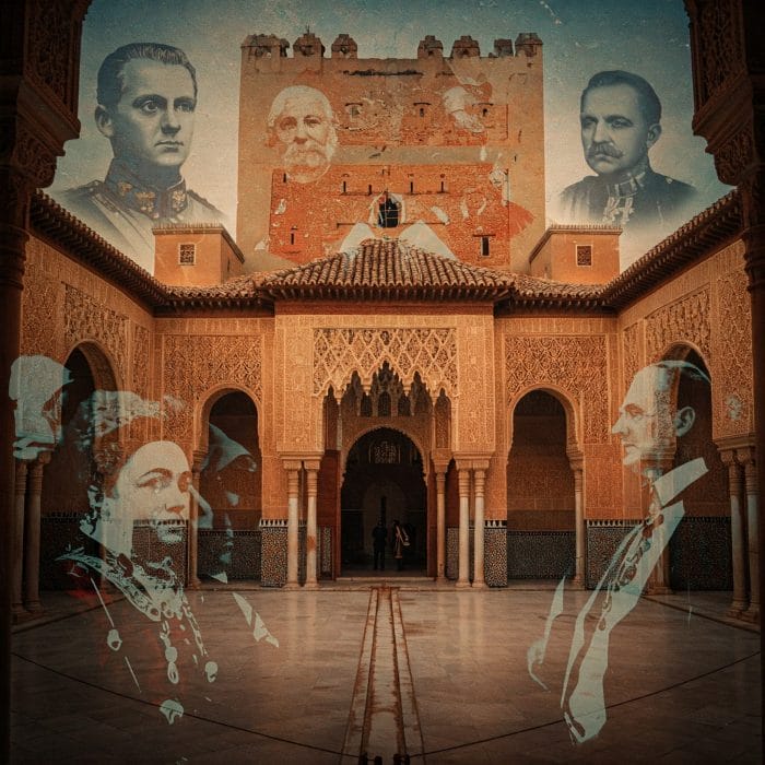 フランコとフアン・カルロス1世を対比させるイメージイラスト